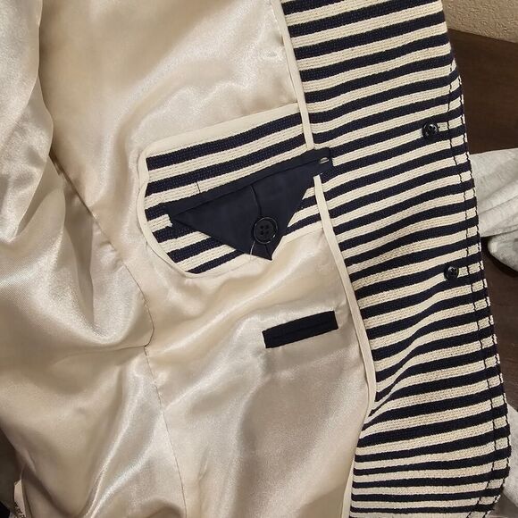 J. Crew Classic Schoolboy White/Navy Mixed Stripes Blazer Size 2 - Picture 12 of 12